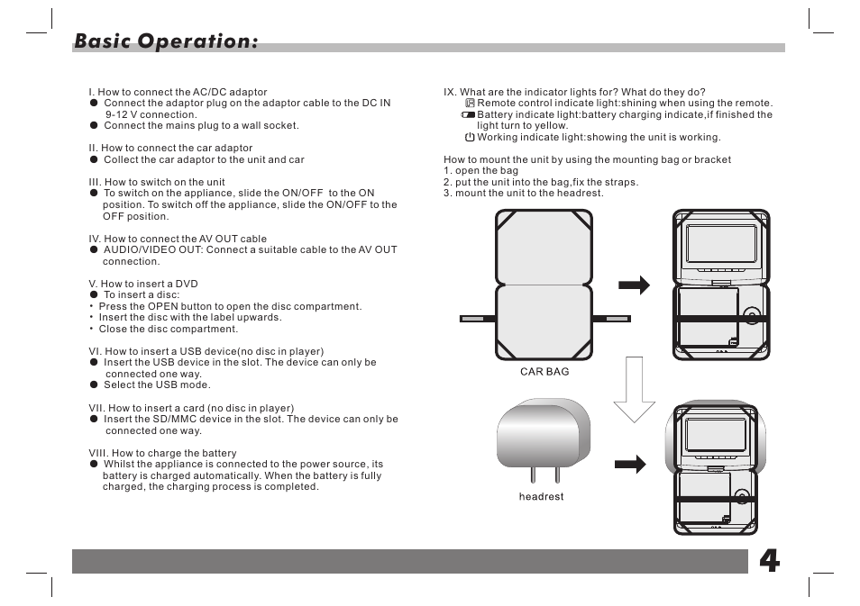 Basic operation | Lenco DVP-7 Snoopy Commics User Manual | Page 5 / 60