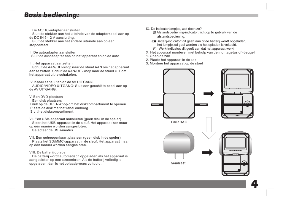 Basis bediening | Lenco DVP-7 Snoopy Commics User Manual | Page 53 / 60