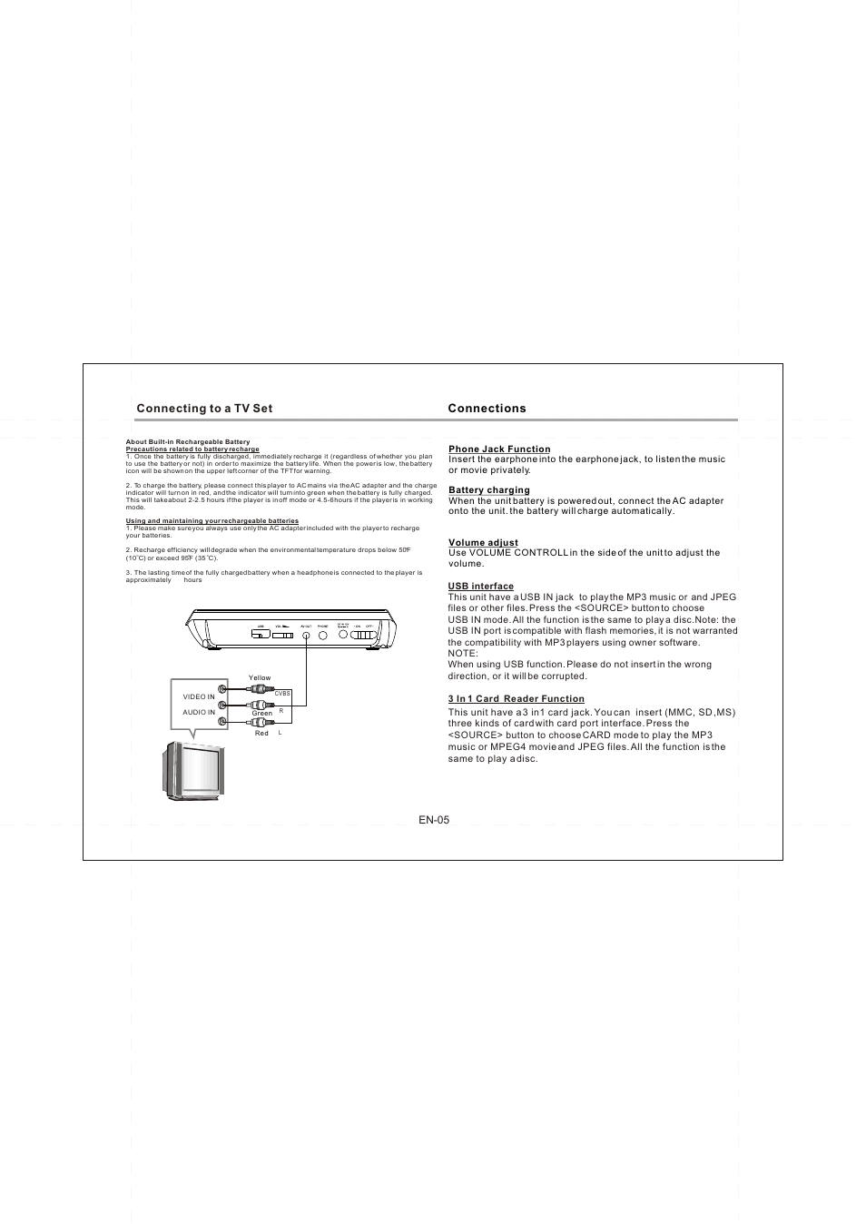 Ò³ãæ 6, Connections, Connecting to a tv set | Lenco DVP-731 User Manual | Page 6 / 11