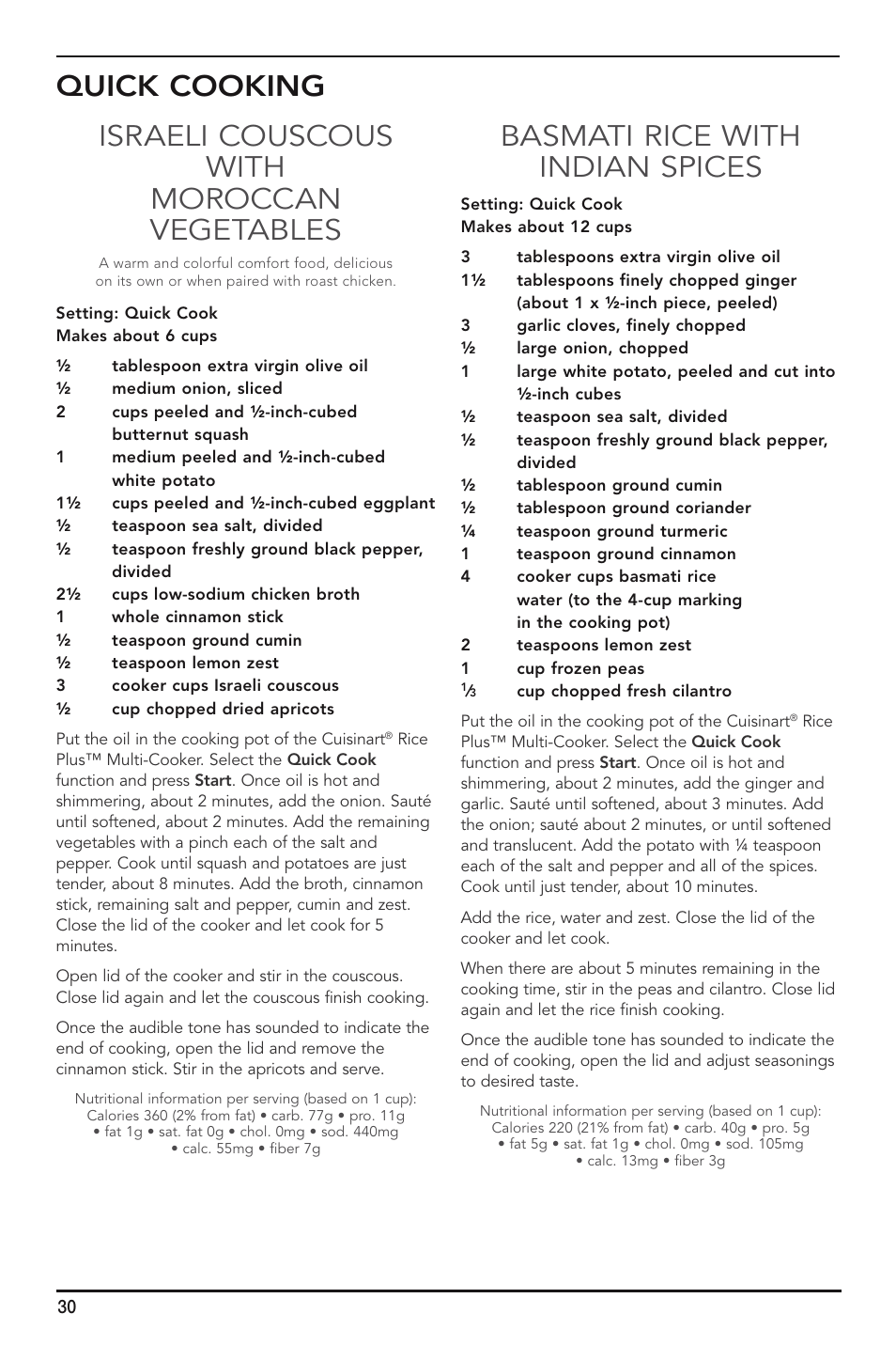 Basmati rice with indian spices | Cuisinart FRC-800 User Manual | Page 30 / 40