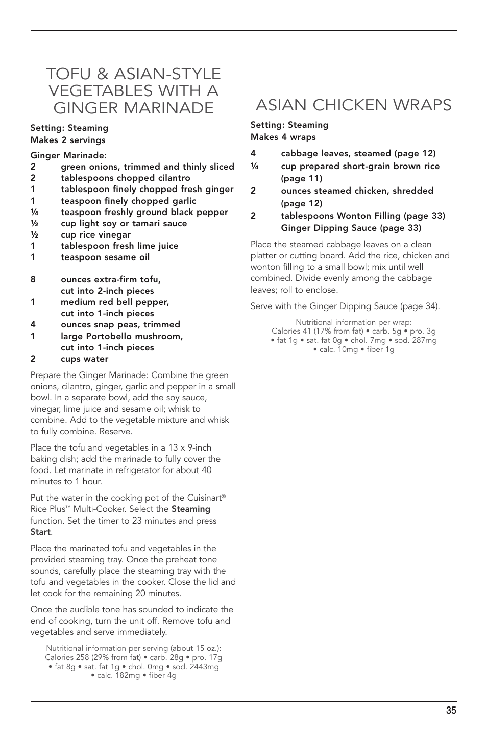 Asian chicken wraps | Cuisinart FRC-800 User Manual | Page 35 / 40