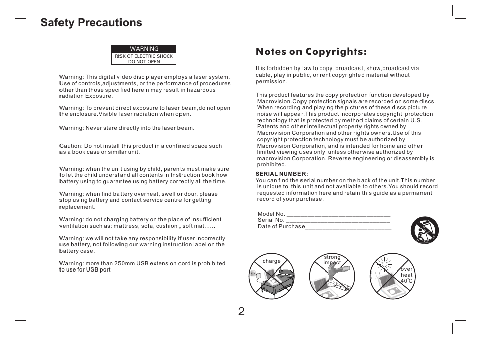 Safety precautions | Lenco DVP-734 User Manual | Page 3 / 10