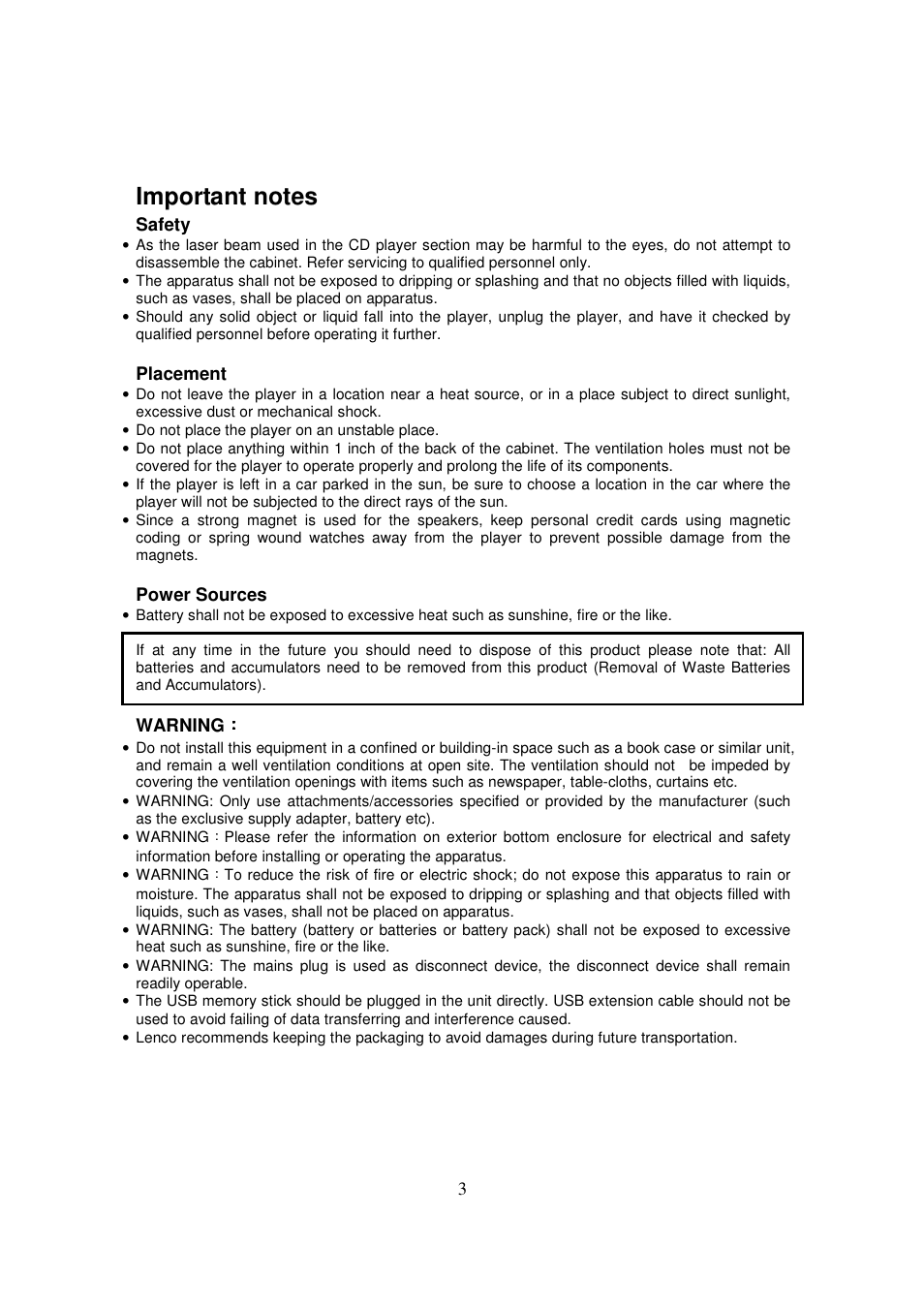 Lenco DVP-735 User Manual | Page 3 / 13