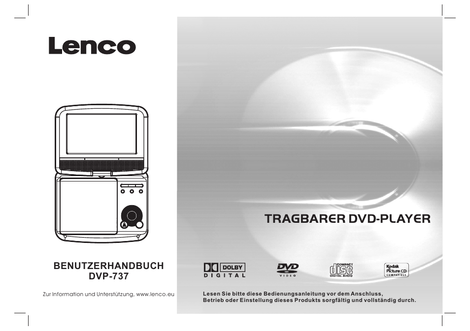 Tragbarer dvd-player | Lenco DVP-737 User Manual | Page 10 / 45