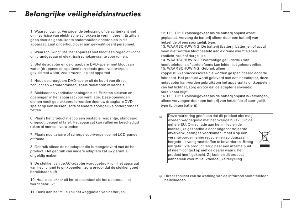 Belangrijke veiligheidsinstructies | Lenco DVP-737 User Manual | Page 20 / 45