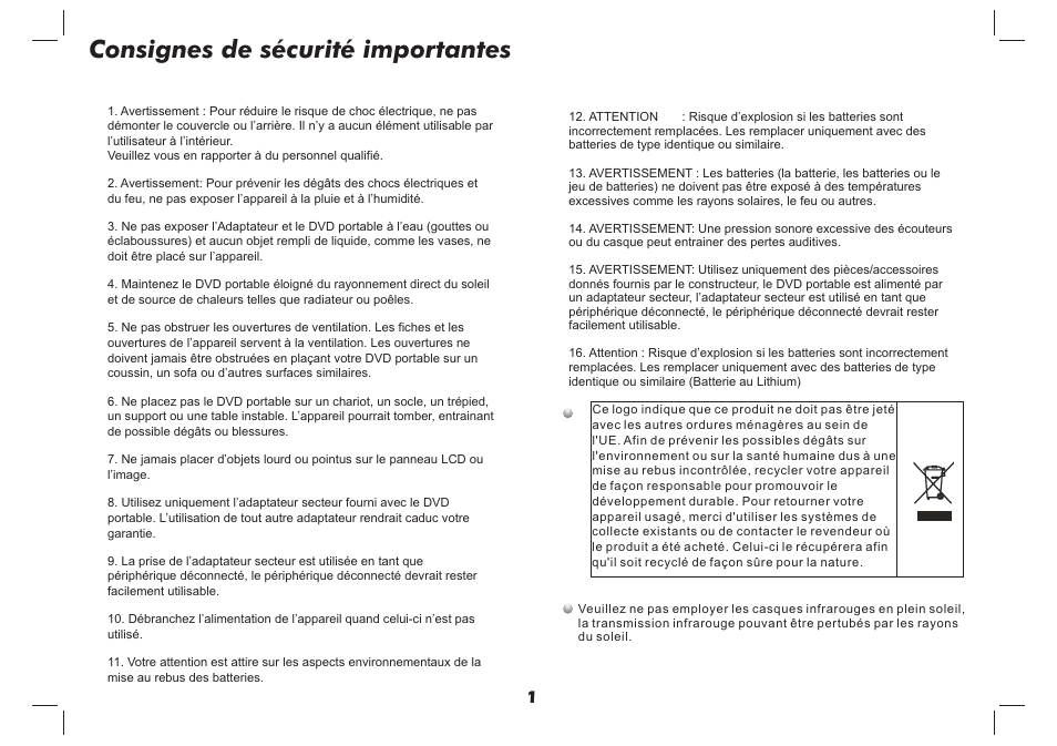 Consignes de sécurité importantes | Lenco DVP-737 User Manual | Page 29 / 45