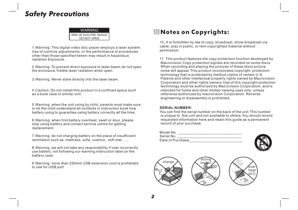Safety precautions | Lenco DVP-737 User Manual | Page 3 / 45