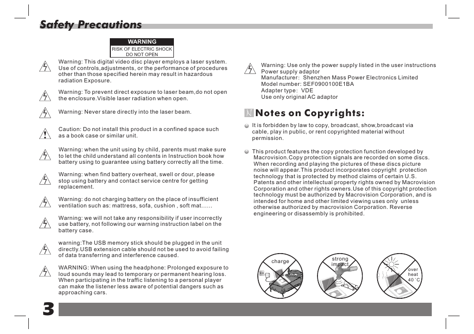 Safety precautions | Lenco DVP-738 X2 User Manual | Page 4 / 13