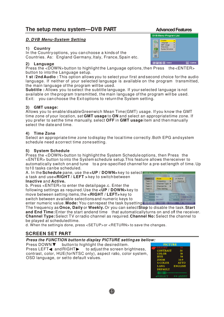 The setup menu system---dvb part | Lenco DVP-741 User Manual | Page 13 / 16