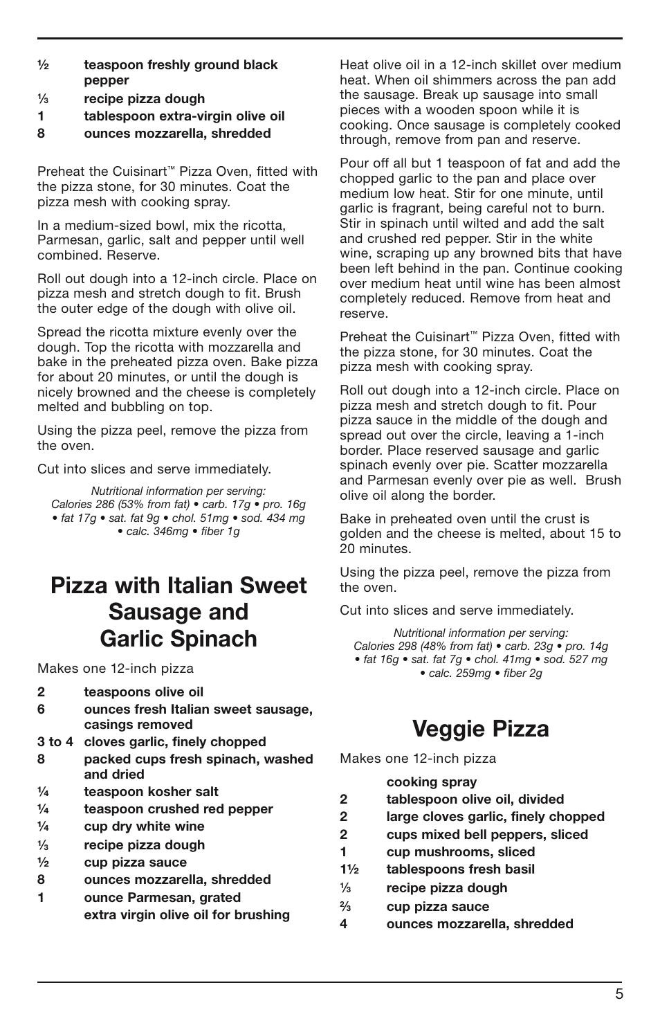 Veggie pizza | Cuisinart PIZ-100 User Manual | Page 12 / 21