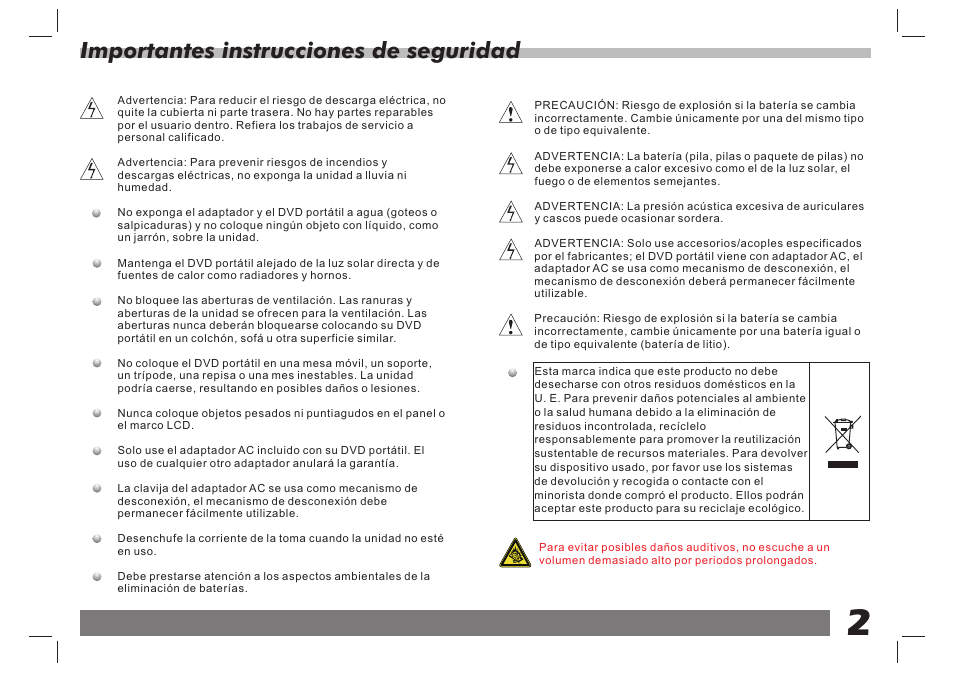 Importantes instrucciones de seguridad | Lenco DVP-751 User Manual | Page 16 / 65