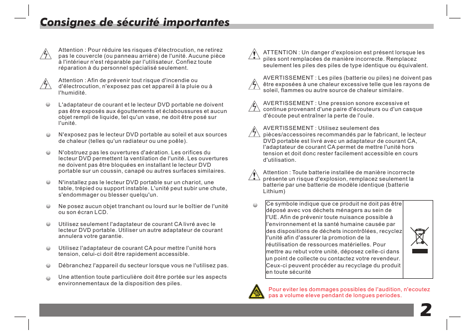 Consignes de sécurité importantes | Lenco DVP-751 User Manual | Page 29 / 65