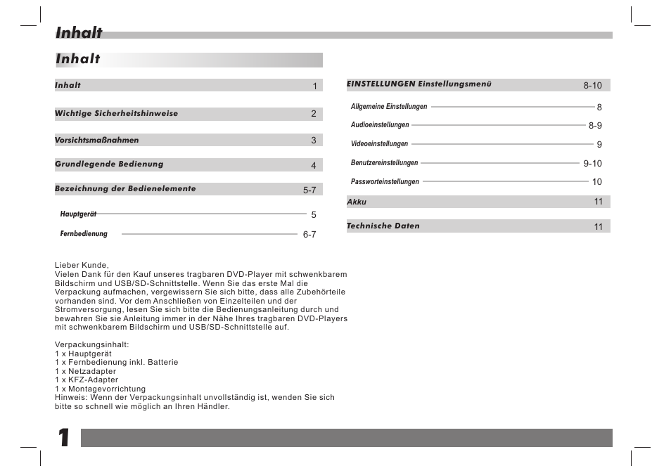 Inhalt | Lenco DVP-751 User Manual | Page 41 / 65