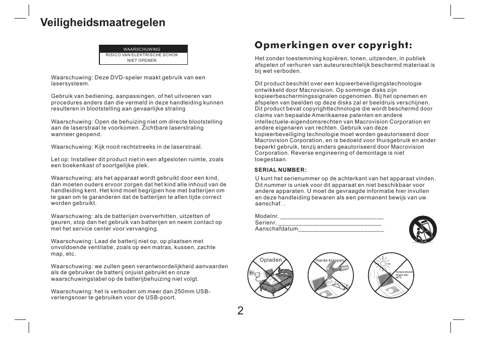 Veiligheidsmaatregelen, Opmerkingen over copyright | Lenco DVP-754 User Manual | Page 23 / 50
