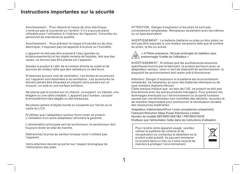 Instructions importantes sur la sécurité | Lenco DVP-754 User Manual | Page 32 / 50