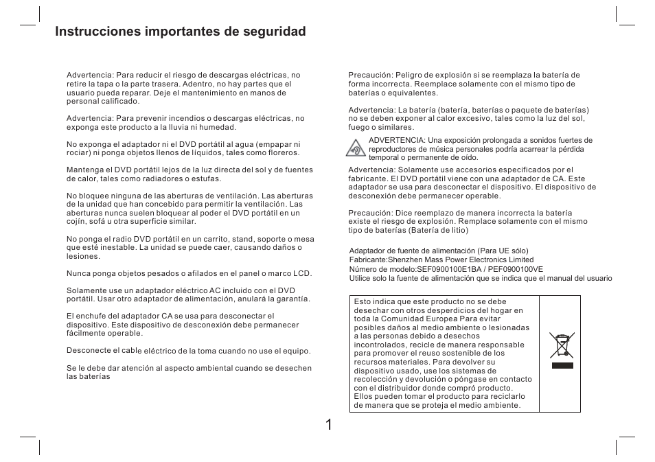 Instrucciones importantes de seguridad | Lenco DVP-754 User Manual | Page 42 / 50