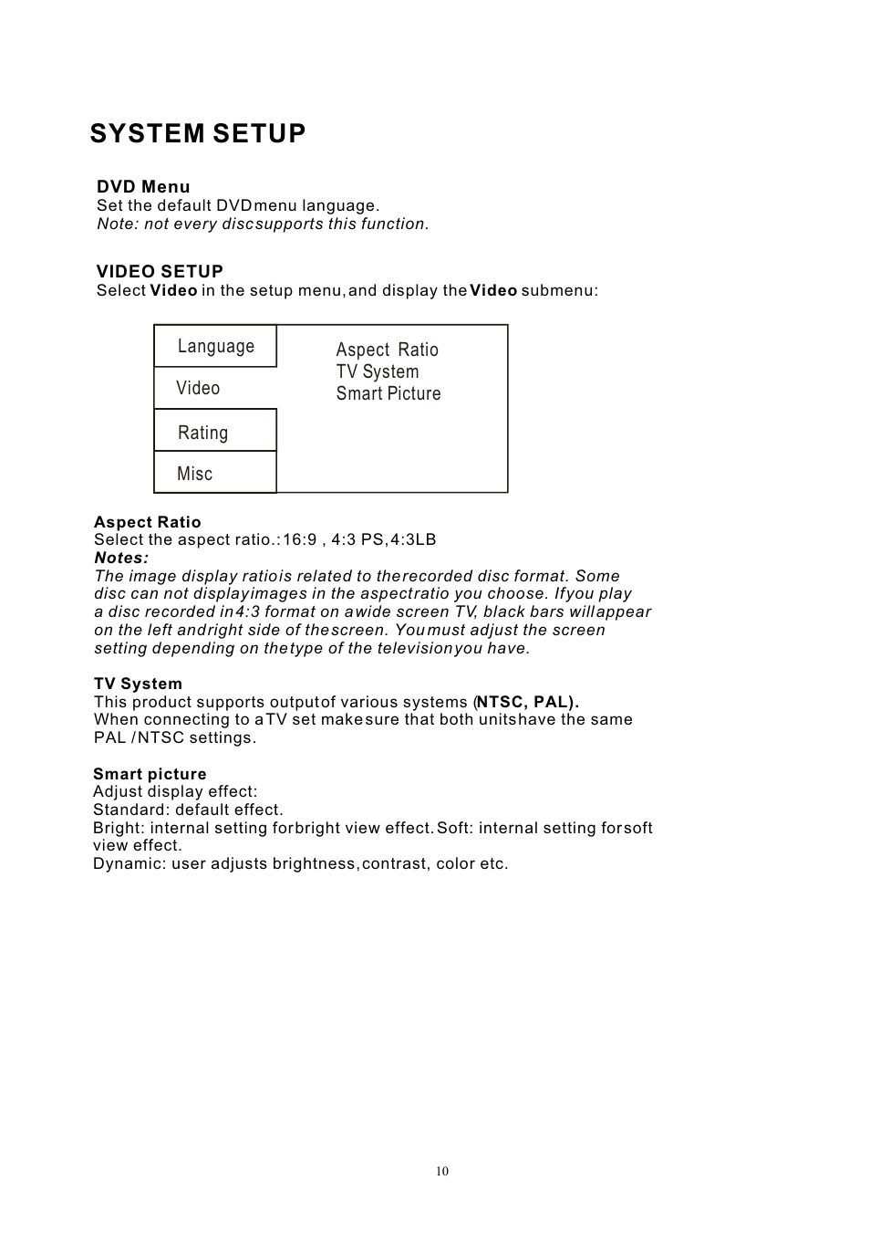 System setup | Lenco DVP-931 User Manual | Page 12 / 16