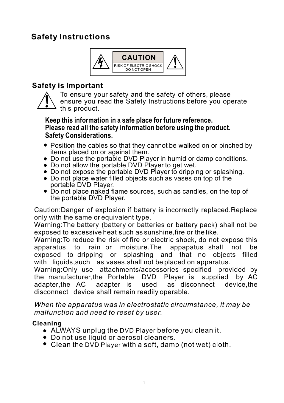 Safety instructions, Safety is important | Lenco DVP-931 User Manual | Page 3 / 16