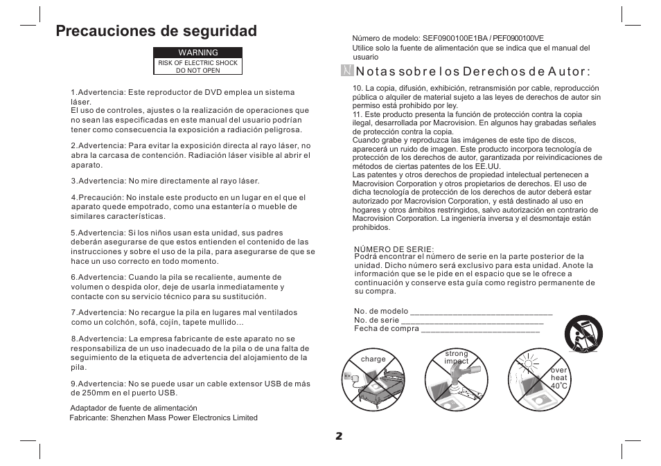 Precauciones de seguridad | Lenco DVP-937 User Manual | Page 14 / 55