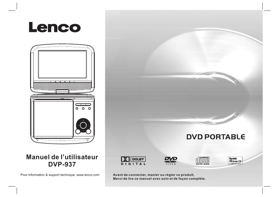 Dvd portable, Manuel de l’utilisateur dvp-937 | Lenco DVP-937 User Manual | Page 23 / 55