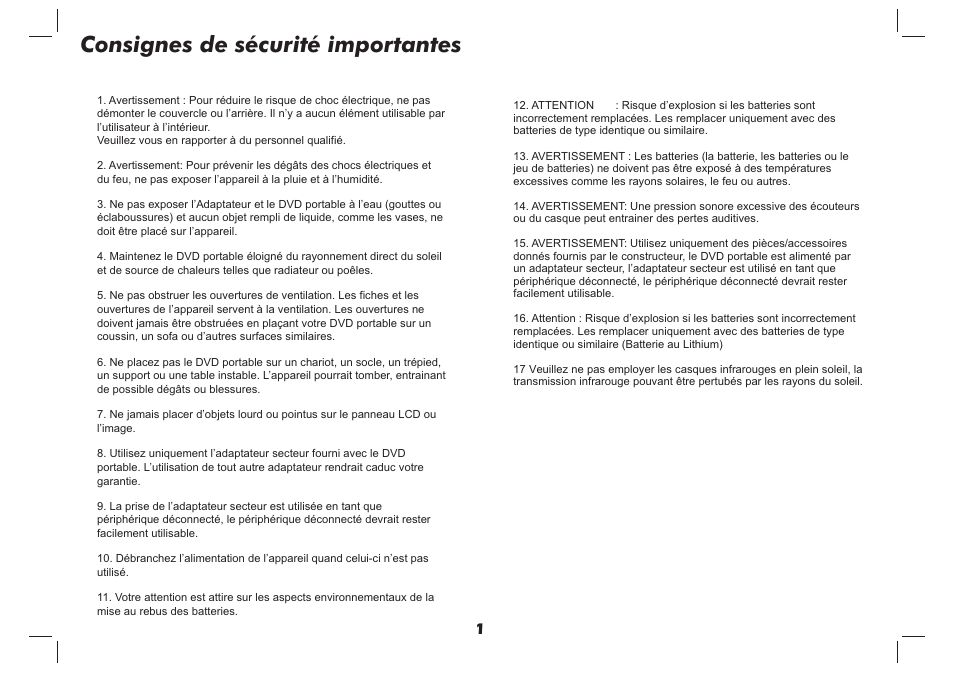 Consignes de sécurité importantes | Lenco DVP-937 User Manual | Page 24 / 55