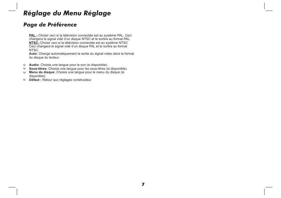 Réglage du menu réglage | Lenco DVP-937 User Manual | Page 30 / 55
