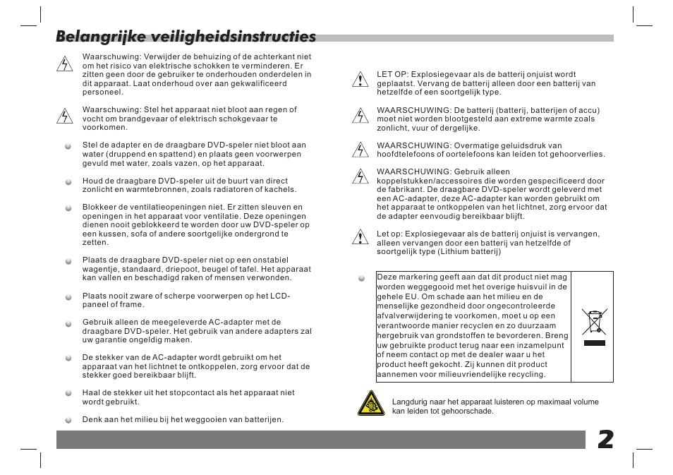 Belangrijke veiligheidsinstructies | Lenco DVP-938 X2 User Manual | Page 29 / 78