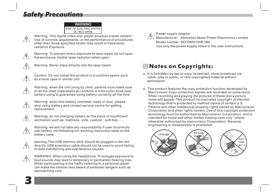 Safety precautions | Lenco DVP-938 X2 User Manual | Page 4 / 78