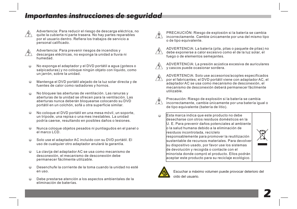 Importantes instrucciones de seguridad | Lenco DVP-938 X2 User Manual | Page 55 / 78