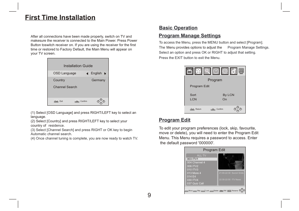 页 10, First time installation | Lenco DVP-9412 User Manual | Page 10 / 80