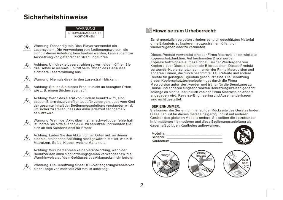 Sicherheitshinweise, Hinweise zum urheberrecht | Lenco DVP-9412 User Manual | Page 19 / 80