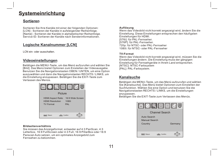 页 12, Systemeinrichtung, Kanalsuche | Lenco DVP-9412 User Manual | Page 28 / 80