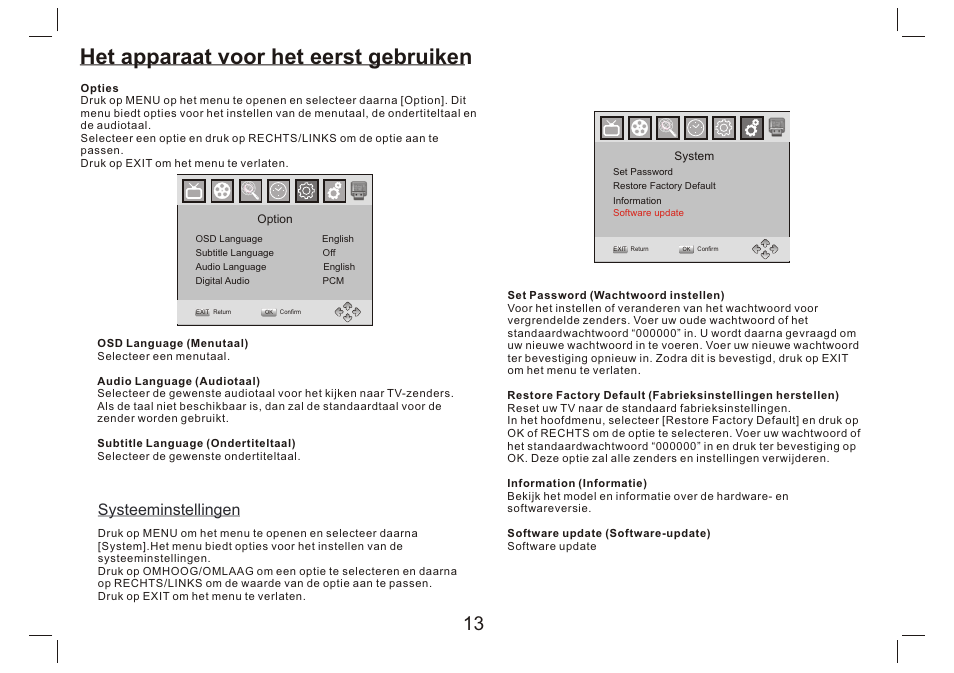 页 14, Het apparaat voor het eerst gebruiken, Systeeminstellingen | Lenco DVP-9412 User Manual | Page 46 / 80