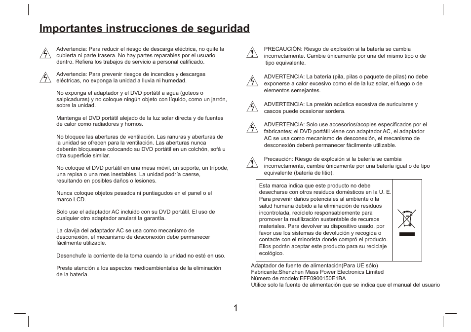 Importantes instrucciones de seguridad | Lenco DVP-9412 User Manual | Page 66 / 80