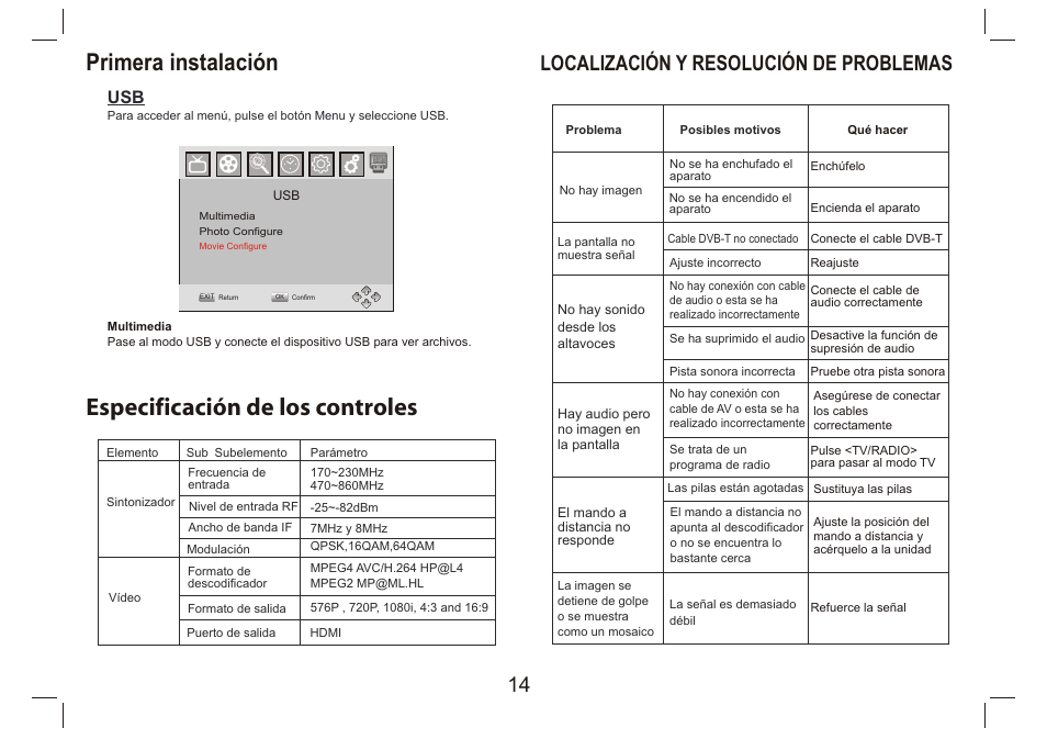 页 15, Especificación de los controles, Primera instalación | Localización y resolución de problemas | Lenco DVP-9412 User Manual | Page 79 / 80