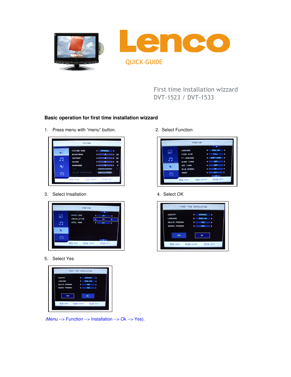 Lenco DVT-1523 User Manual | 1 page