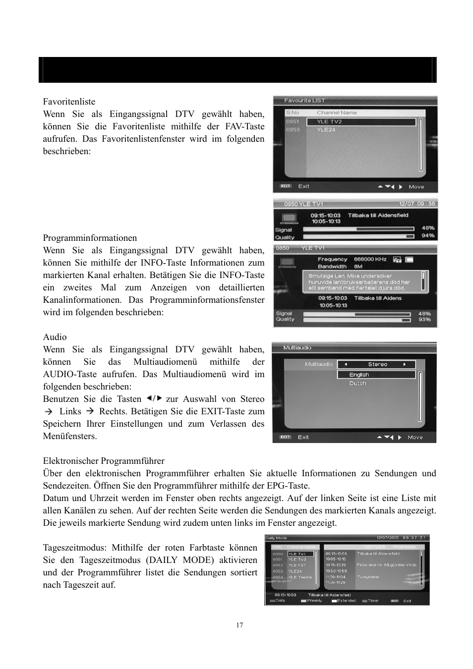 Dtv-funktionen | Lenco DVT-228 User Manual | Page 50 / 169