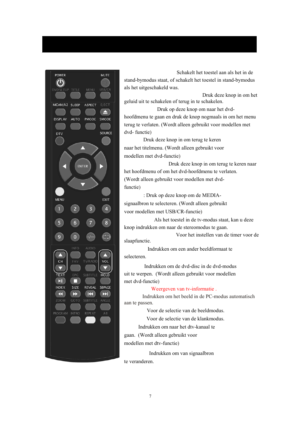 Afstandsbediening | Lenco DVT-228 User Manual | Page 74 / 169