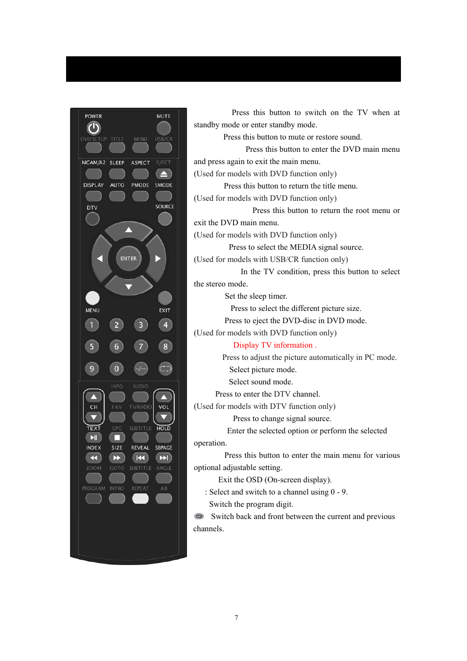 Remote control | Lenco DVT-228 User Manual | Page 8 / 169