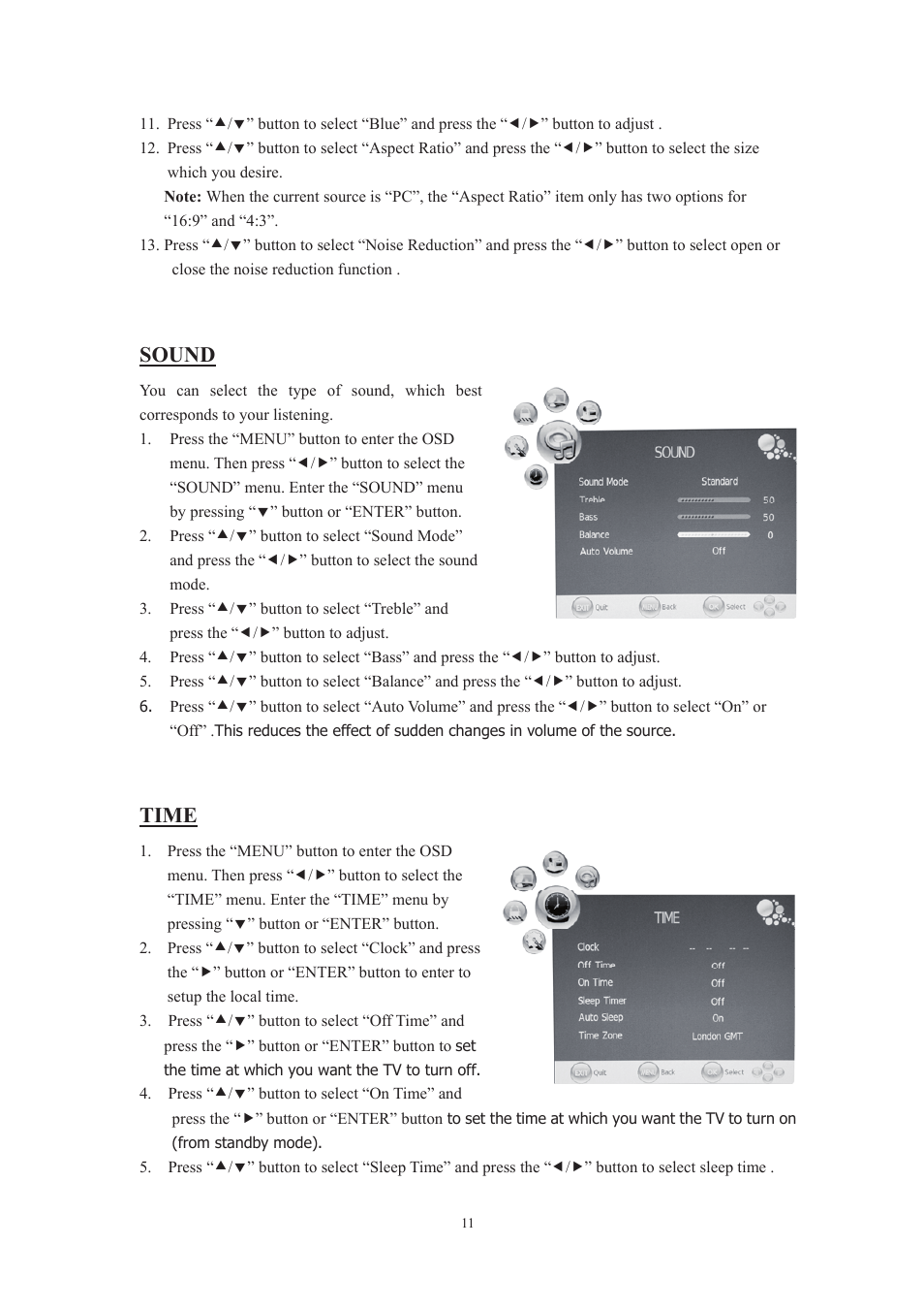 Sound, Time | Lenco DVT-229 User Manual | Page 12 / 164