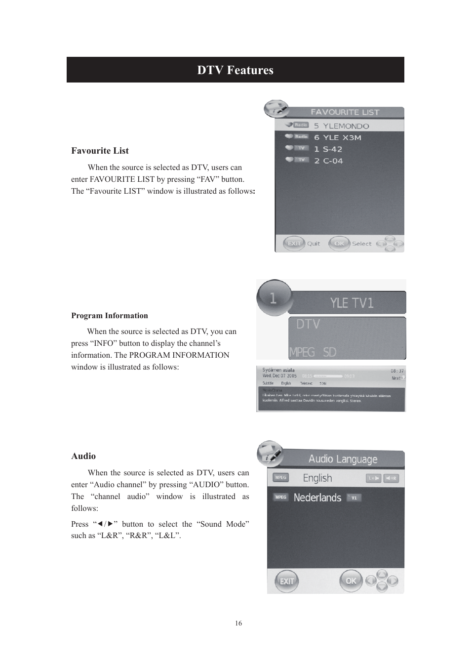 Dtv features | Lenco DVT-229 User Manual | Page 17 / 164