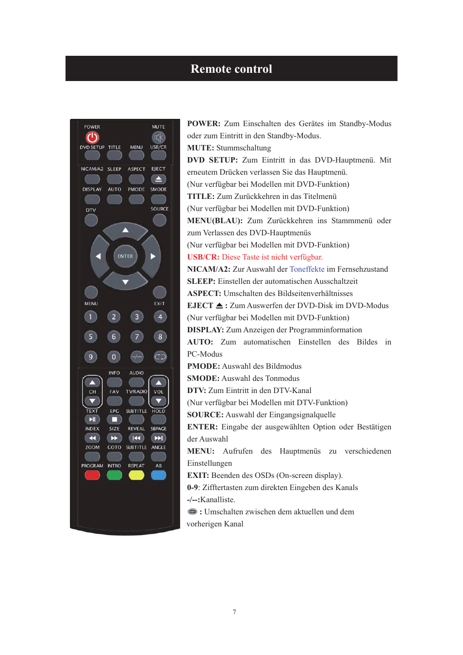 Remote control | Lenco DVT-229 User Manual | Page 41 / 164