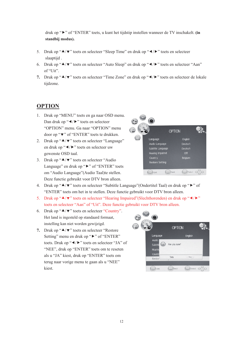 Option | Lenco DVT-229 User Manual | Page 78 / 164