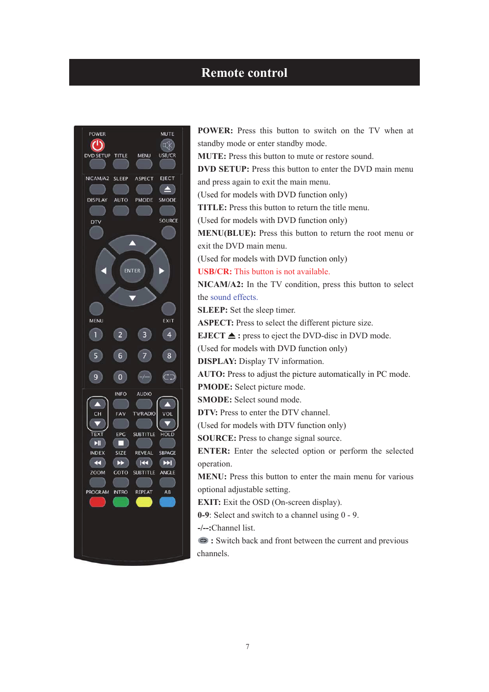Remote control | Lenco DVT-229 User Manual | Page 8 / 164