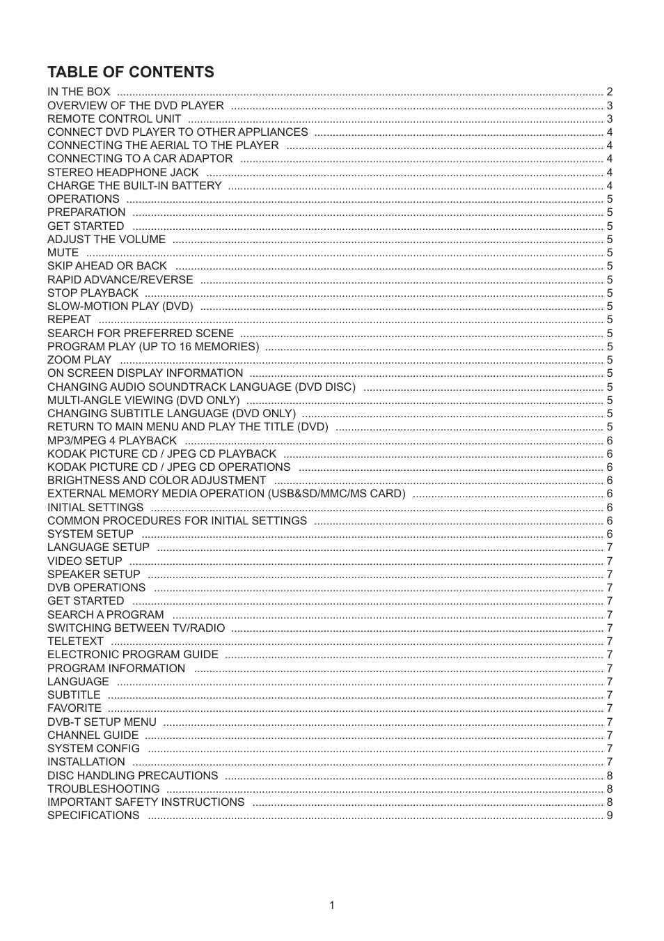 Lenco DVT-950 User Manual | Page 2 / 10