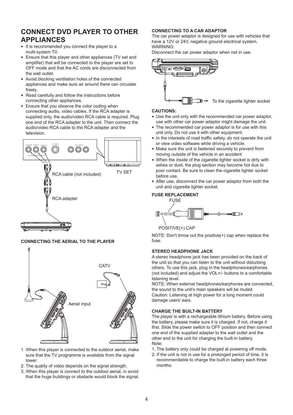 Connect dvd player to other appliances | Lenco DVT-950 User Manual | Page 5 / 10