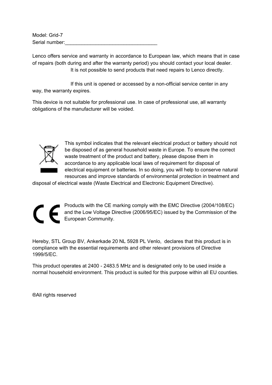 Lenco Grid-7 User Manual | Page 10 / 10