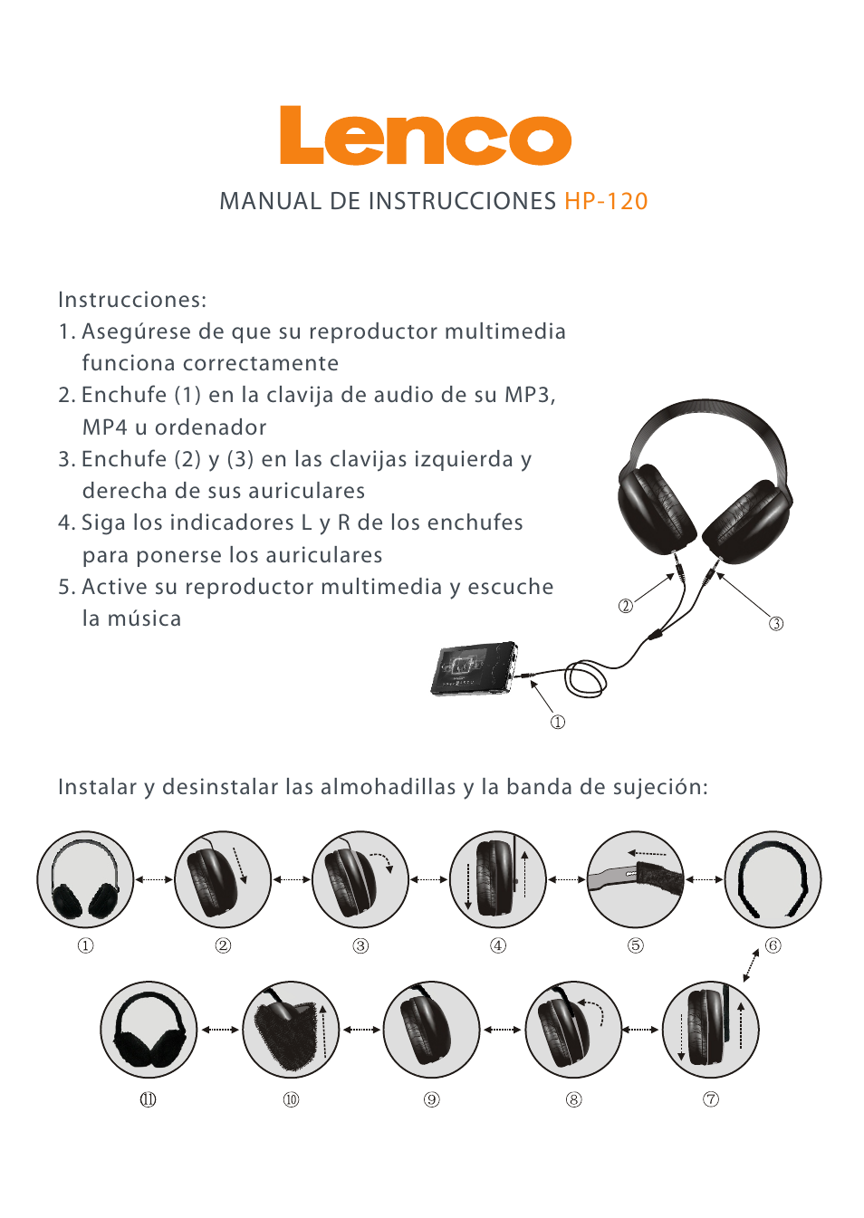 Manual de instrucciones hp-120 | Lenco HP-120 User Manual | Page 3 / 5