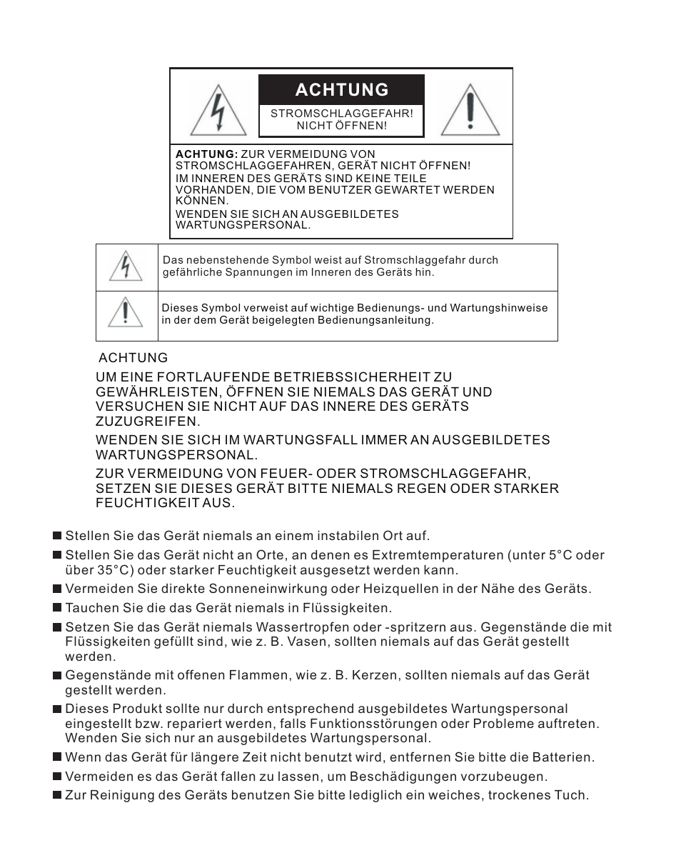 页 26, Achtung | Lenco HS-100 User Manual | Page 26 / 40