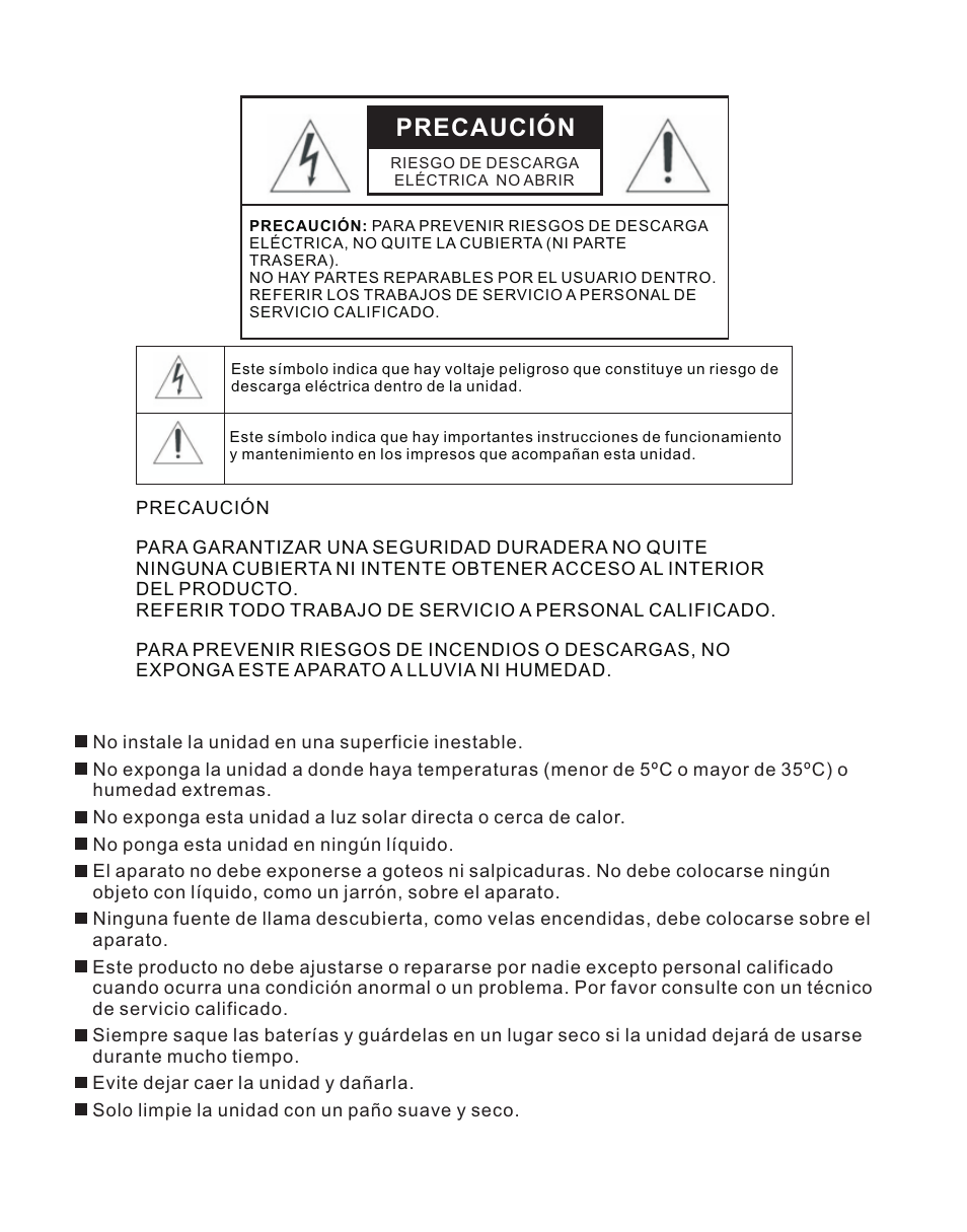 页 34, Precaución | Lenco HS-100 User Manual | Page 34 / 40